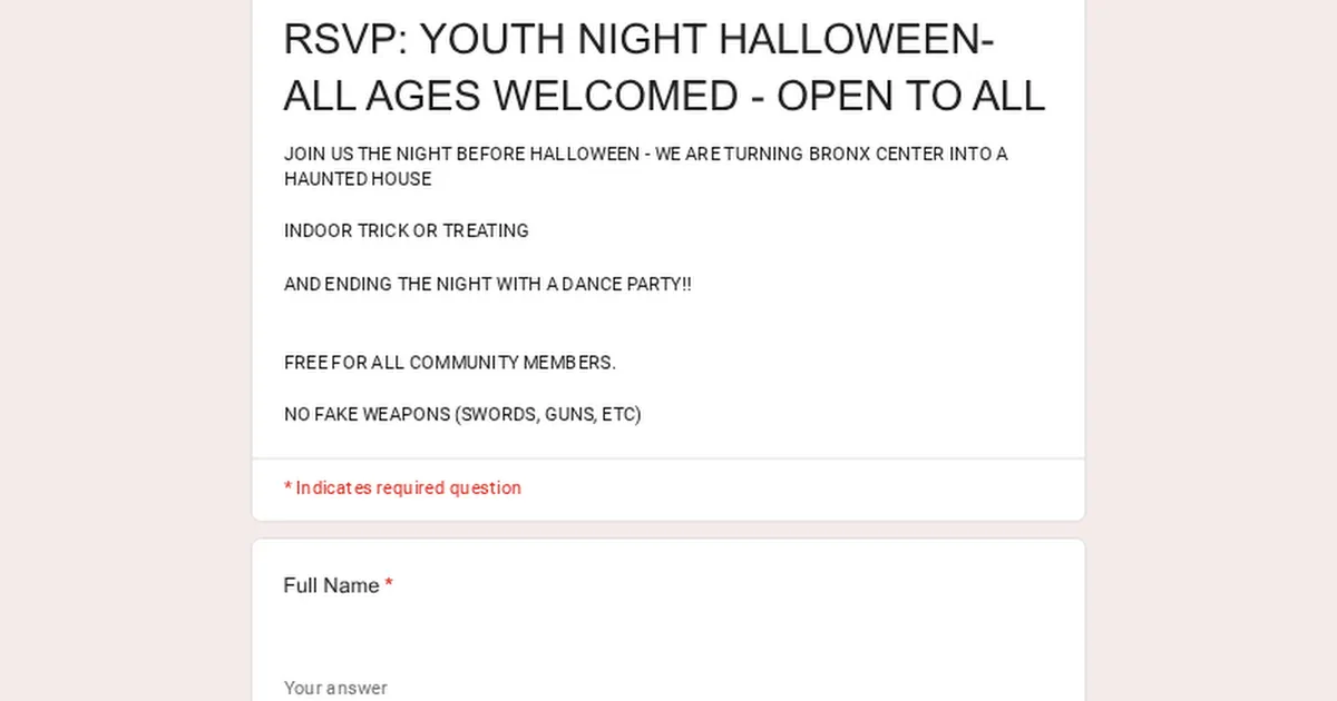 Youth Night (Halloween theme!)