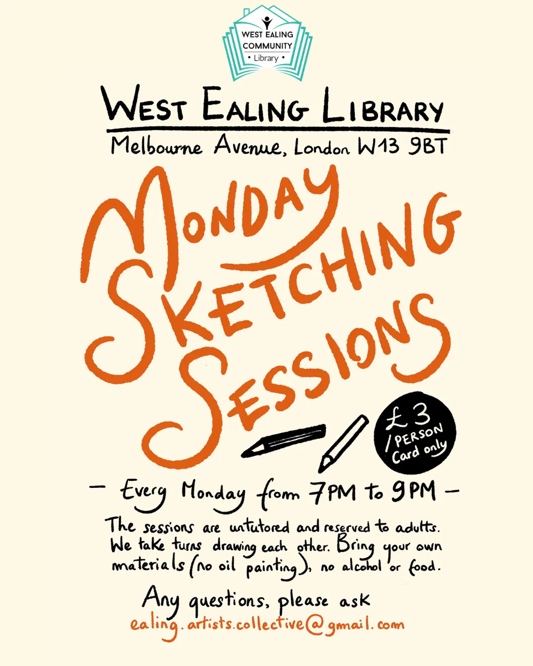 Monday Sketching Sessions at West Ealing Library 🎨