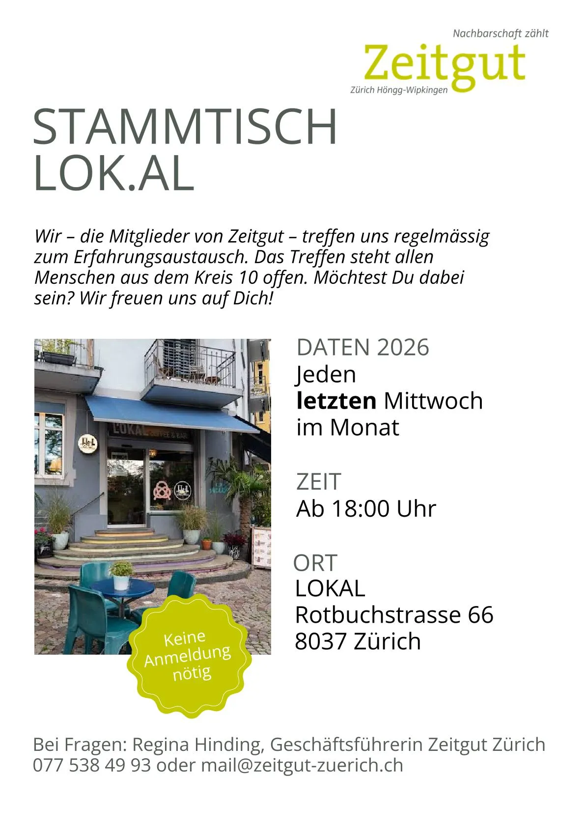 Stammtisch Wipkingen: LOKAL 28.10.2026