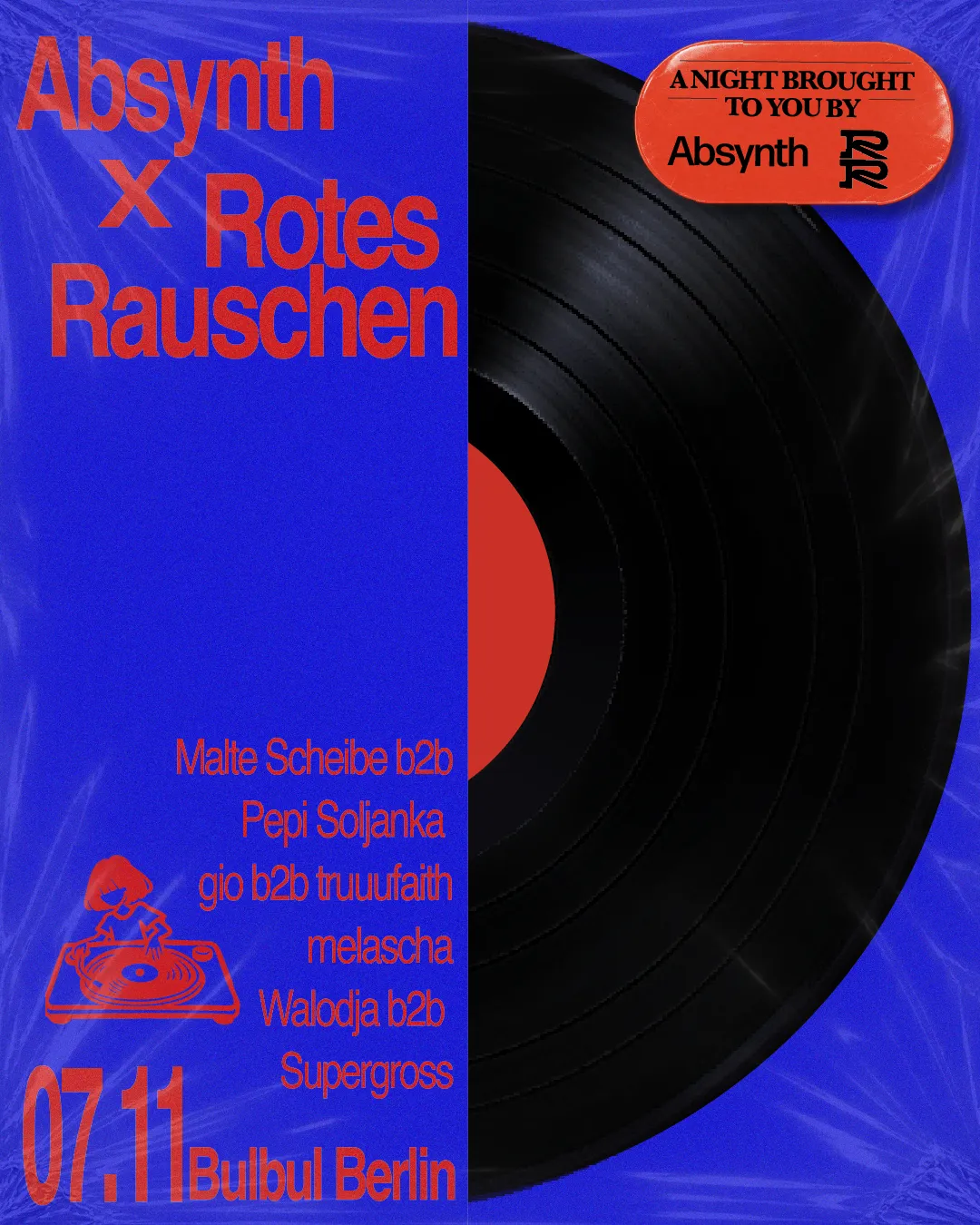 Absynth X Rotes Rauschen: Malte Scheibe b2b Pepi Soljanka, gio b2b truuufaith, melascha & More