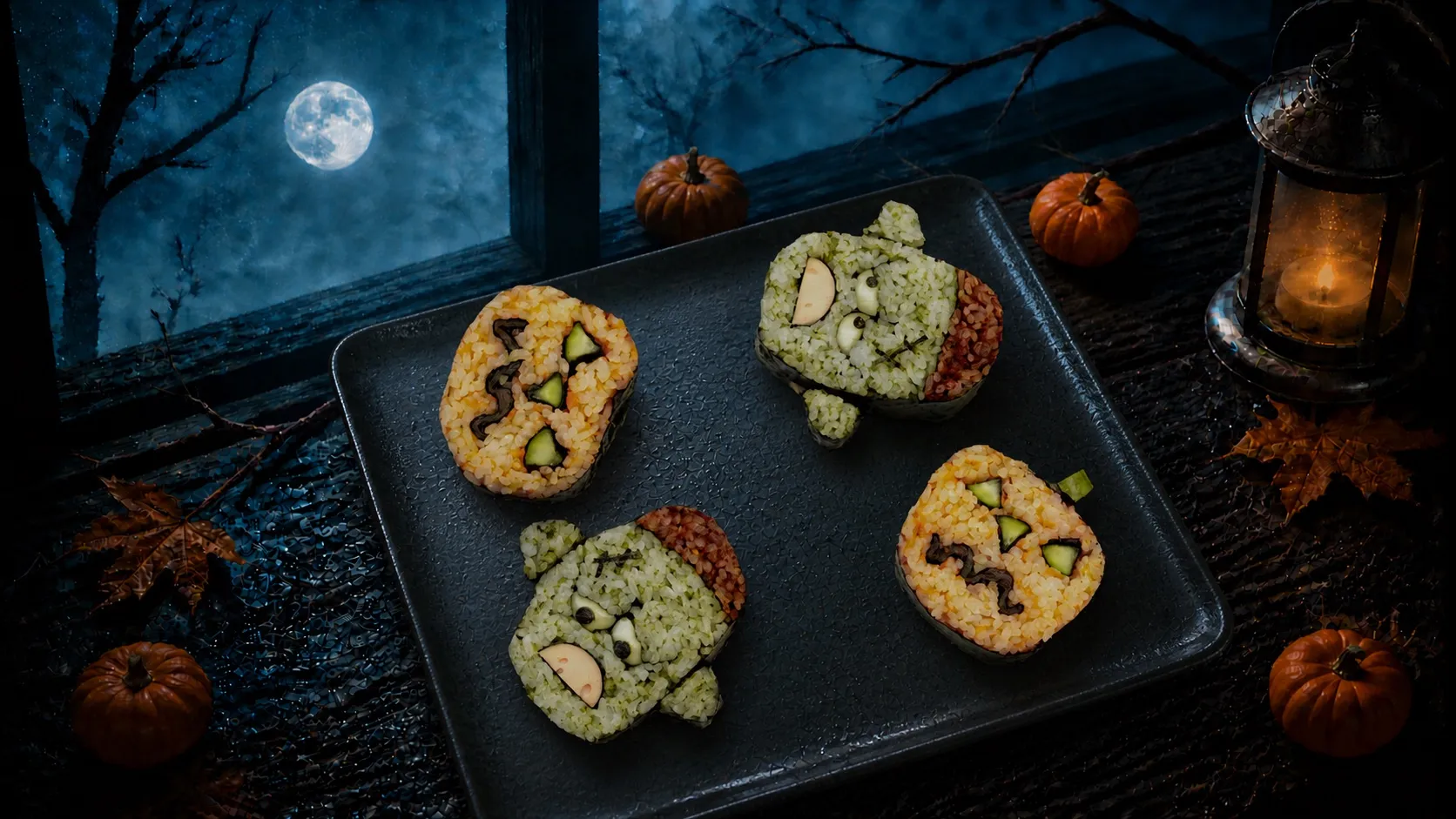 Kazari Maki Zushi: Decorative Sushi Roll – Jack-o'-Lantern & Frankenstein