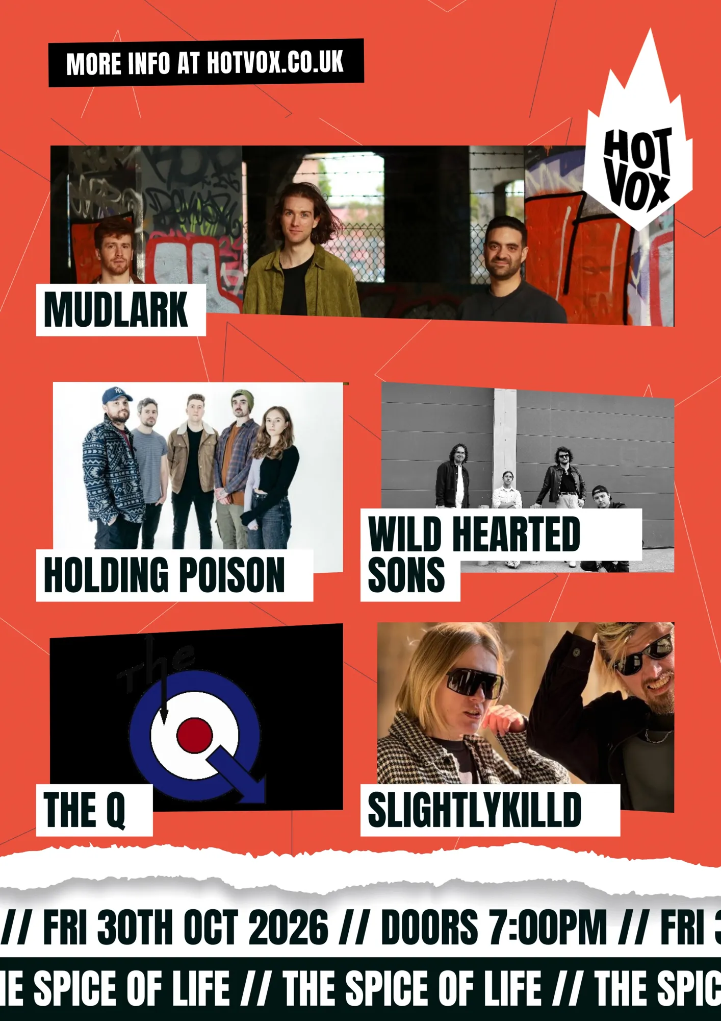 Hot Vox Presents: WILD HEARTED SONS // HOLDING POISON // THE Q // SLIGHTLYKILLD // + MORE