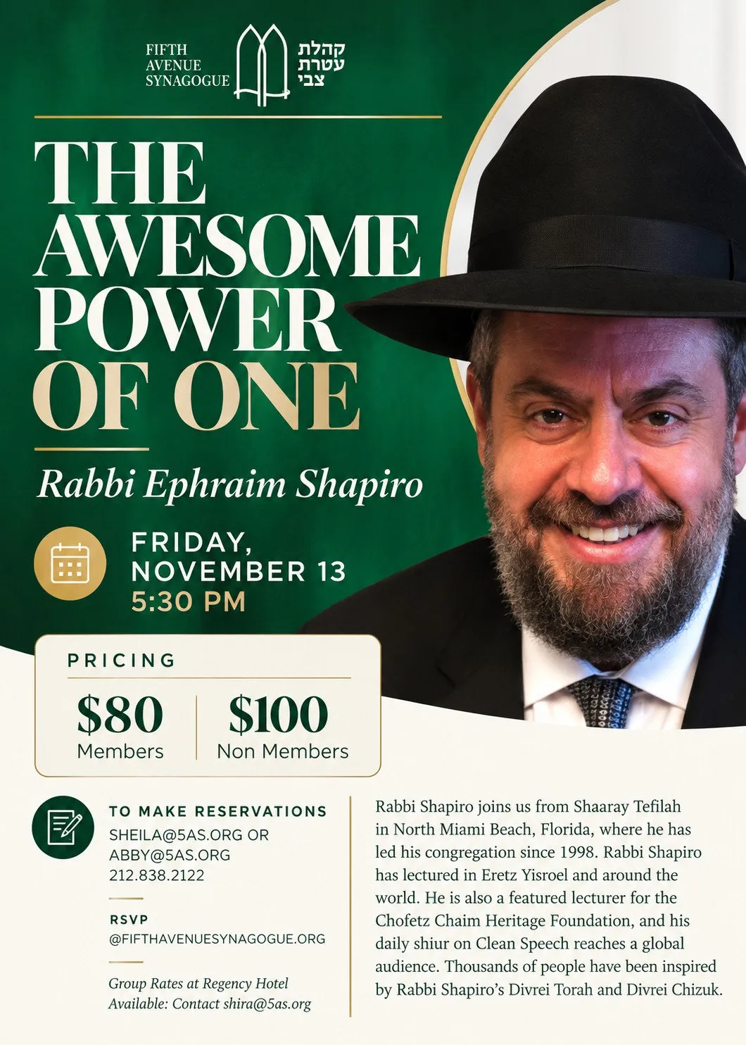 Shabbat Dinner with Rabbi Ephraim Shapiro