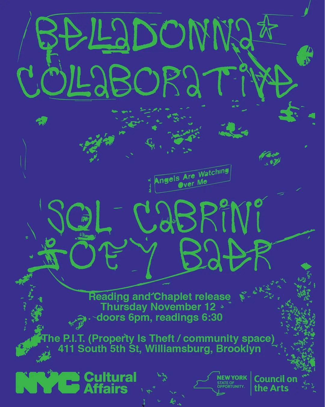 Belladonna Collaborative Poetry Reading and Chaplet Release w/ Sol Cabrini and Joey Baer