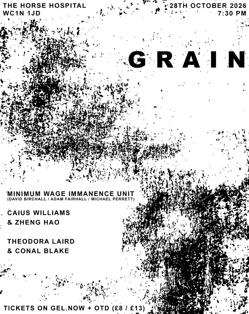 GRAIN Presents: Zheng Hao & Caius Williams / Minimum Wage Immanence Unit / Theodora Laird & Conal Blake