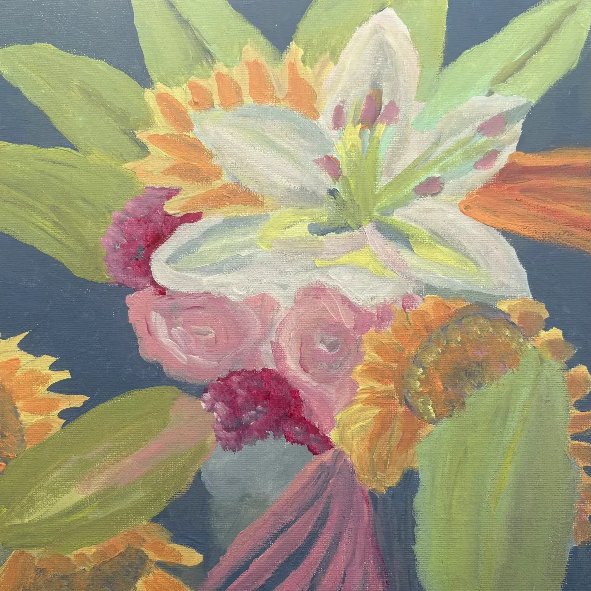 Expressive Acrylmalerei Blumen
