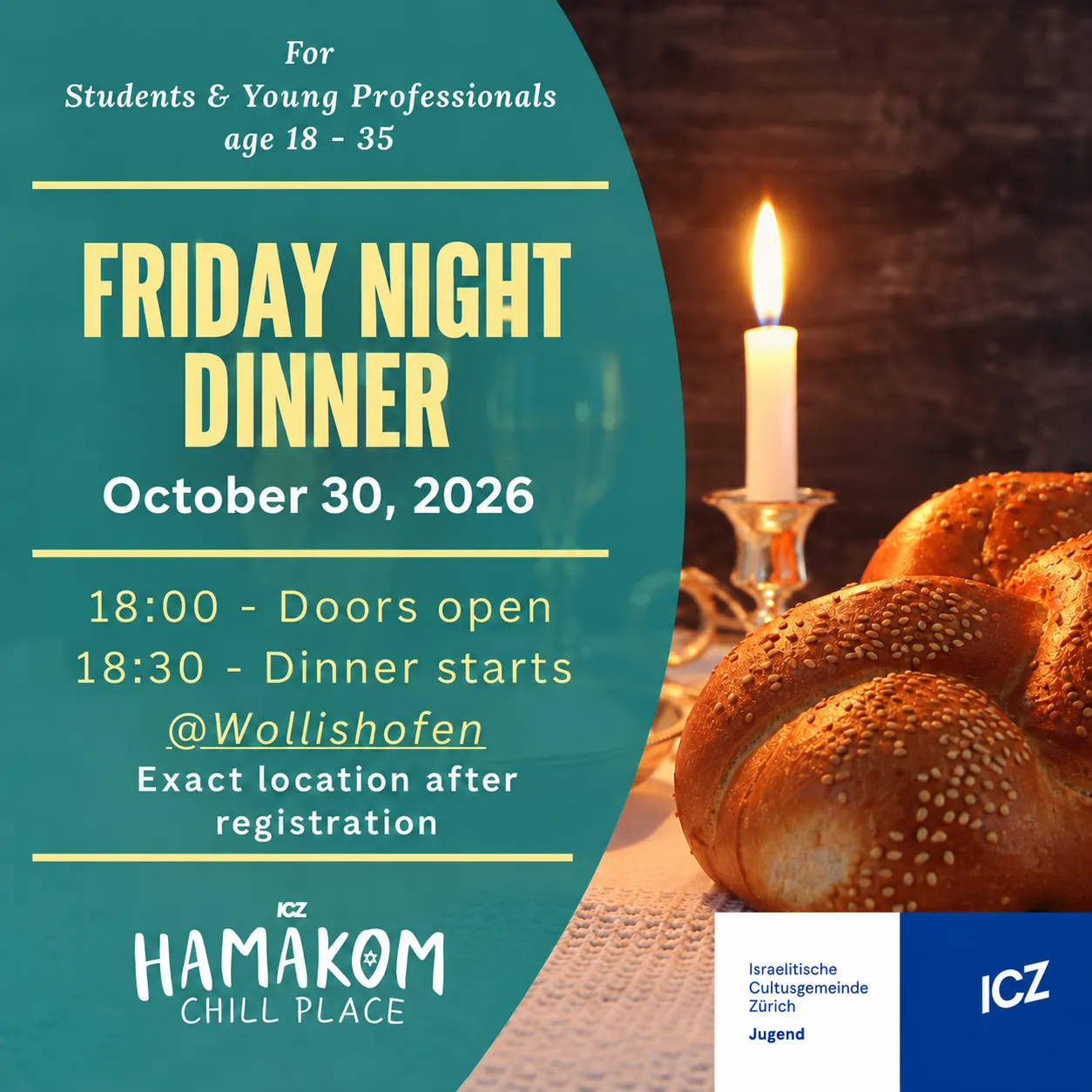 Friday Night Dinner for Students & Young Professionals (age 18-35)