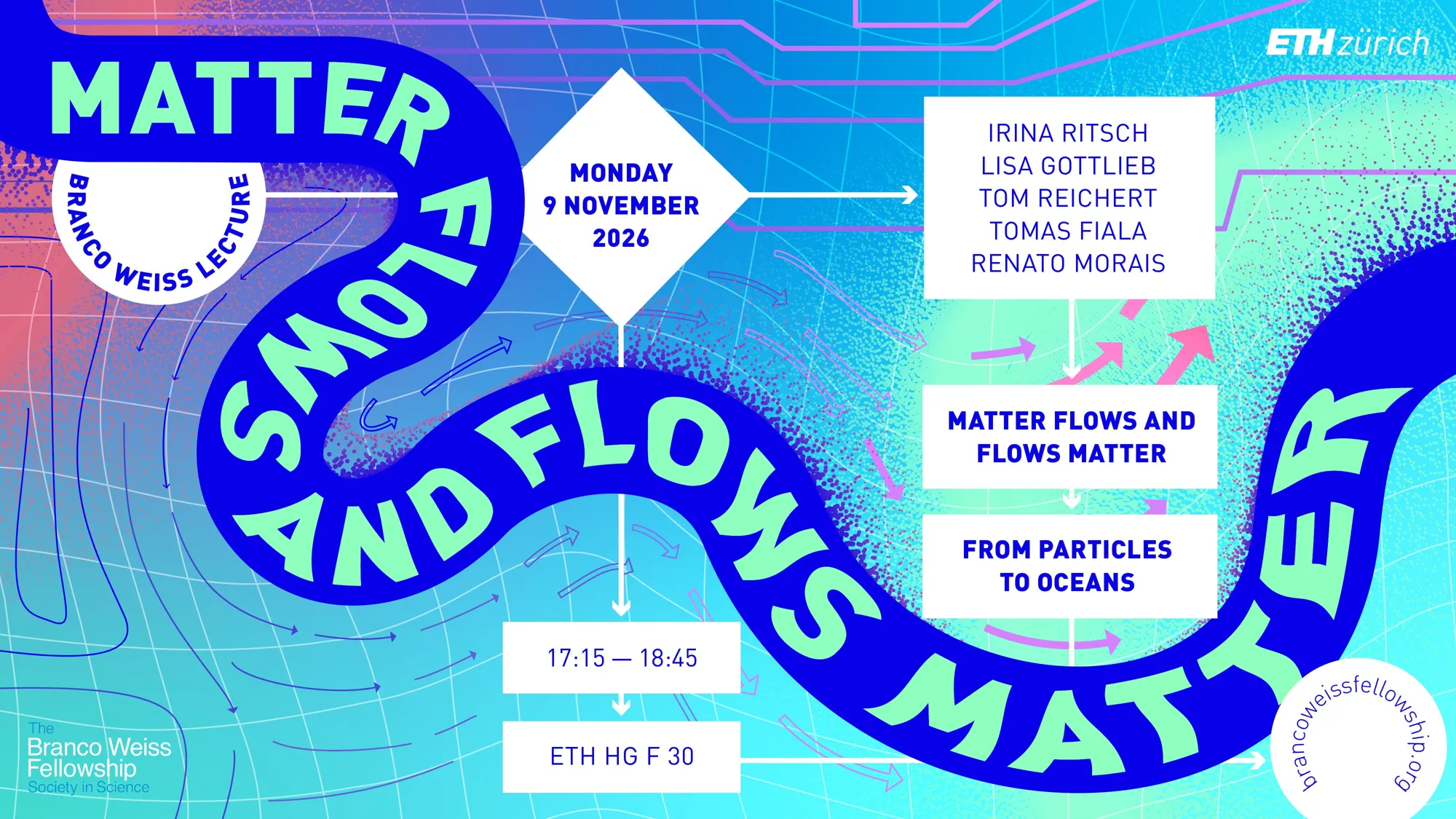 Branco Weiss Lecture 2026 - "Matter flows and flows matter - from particles to oceans!"