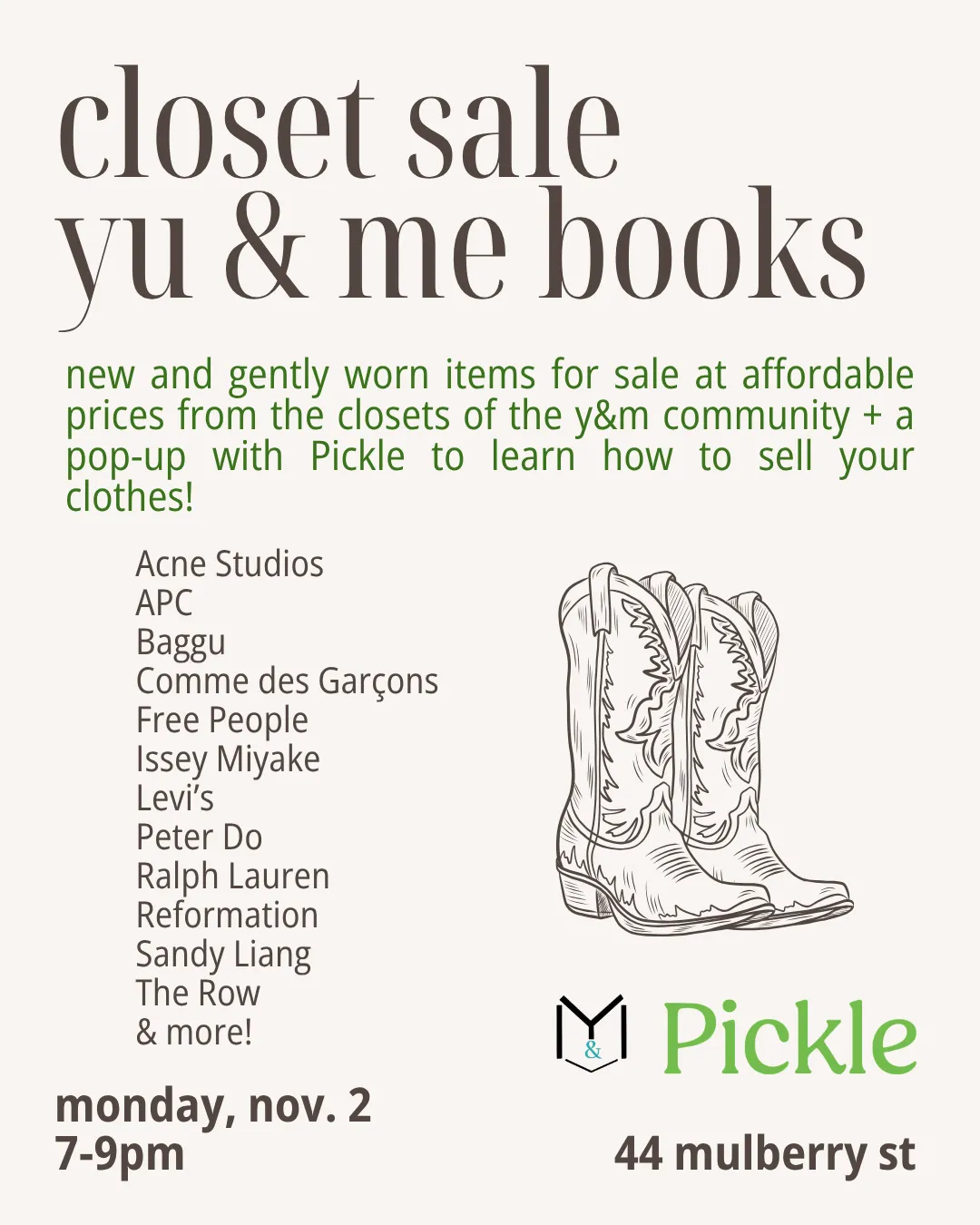 Community Closet Sale + a Pop-up with Pickle
