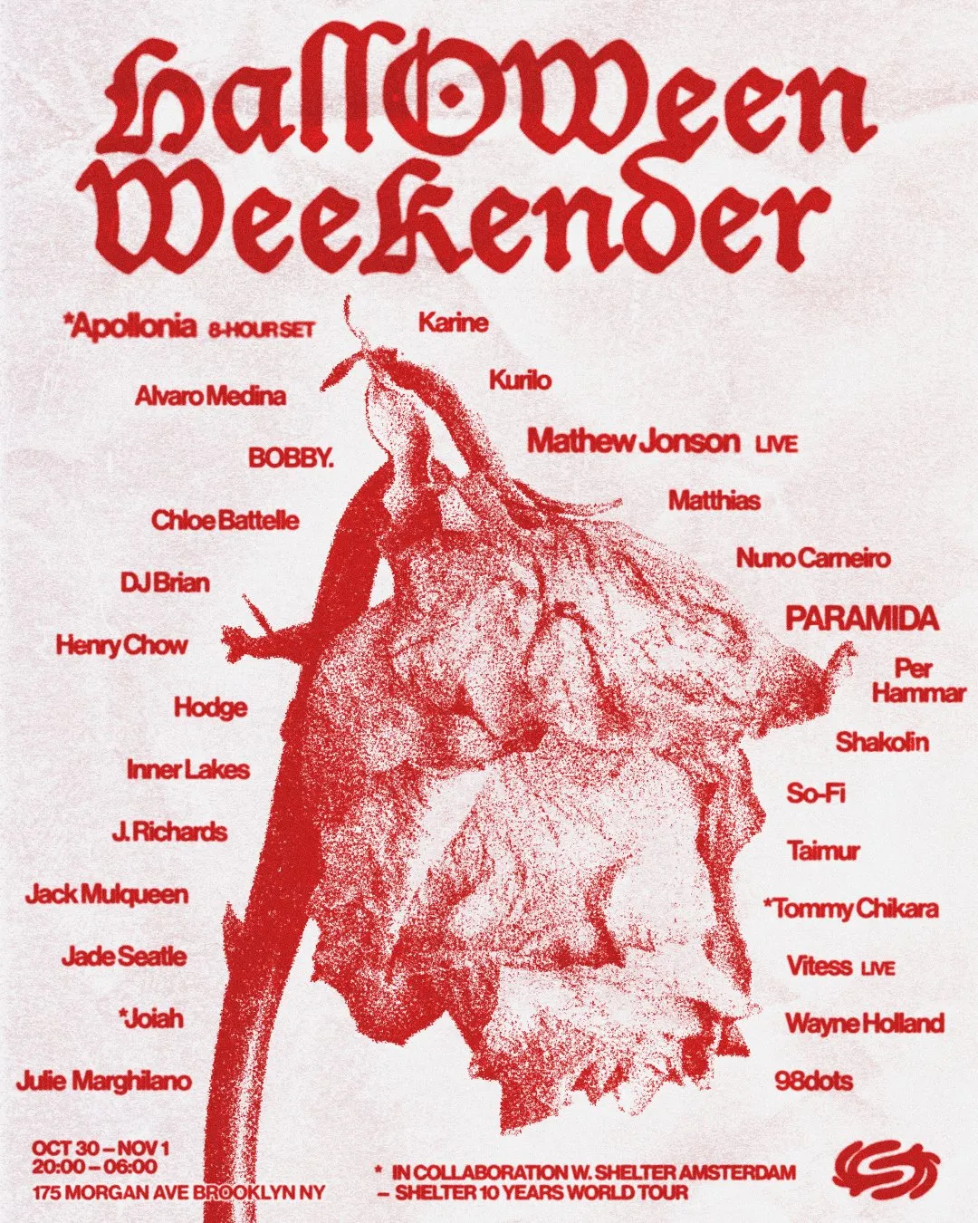 Halloween Weekender: Apollonia, PARAMIDA, Mathew Jonson (LIVE) + many more