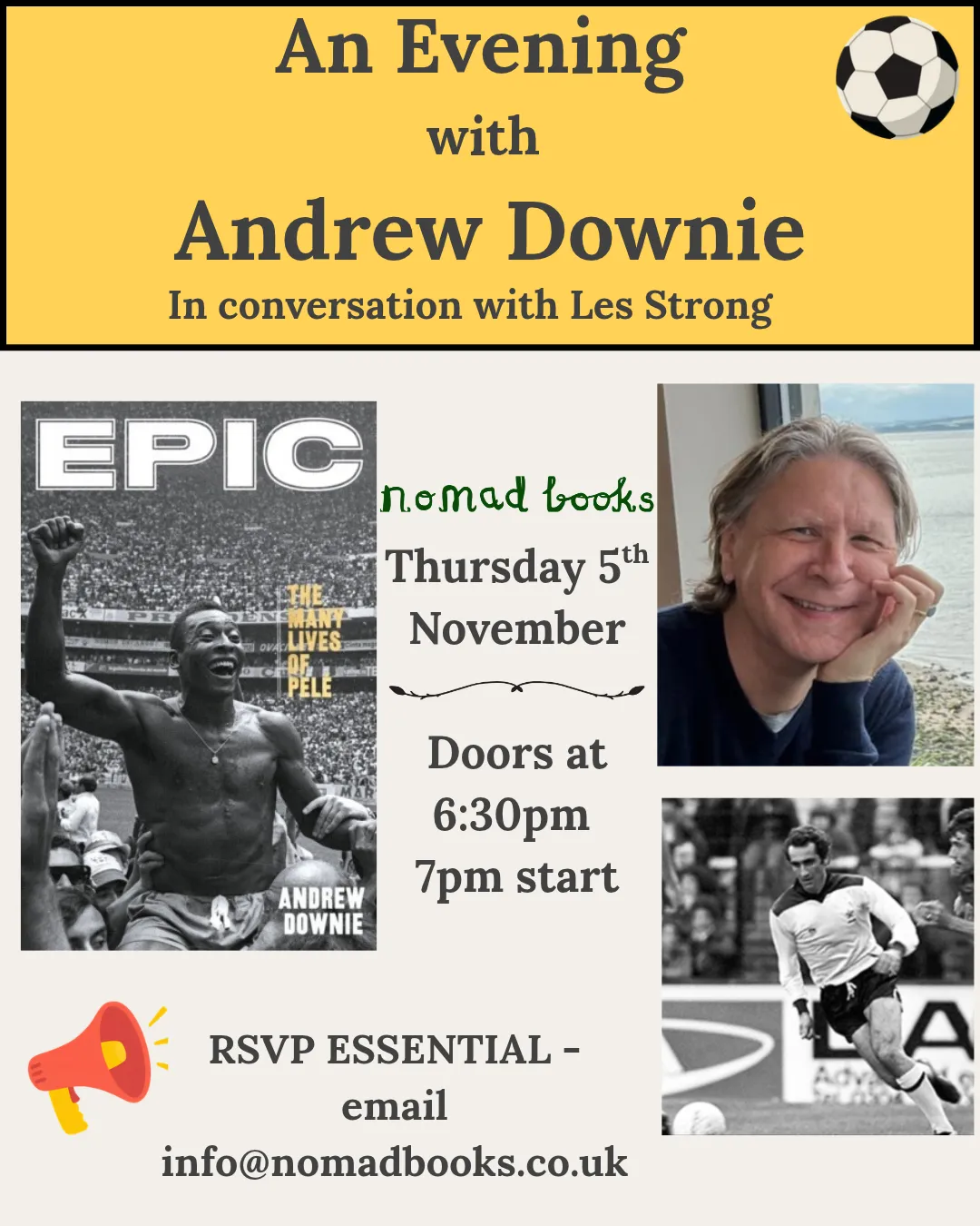 The Many Lives of Pelé: An Evening with Andrew Downie in-conversation with Les Strong