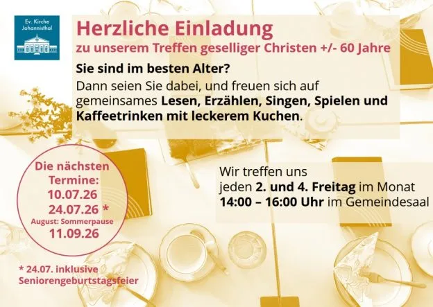 Treffen geselliger Christen +/- 60 Jahre