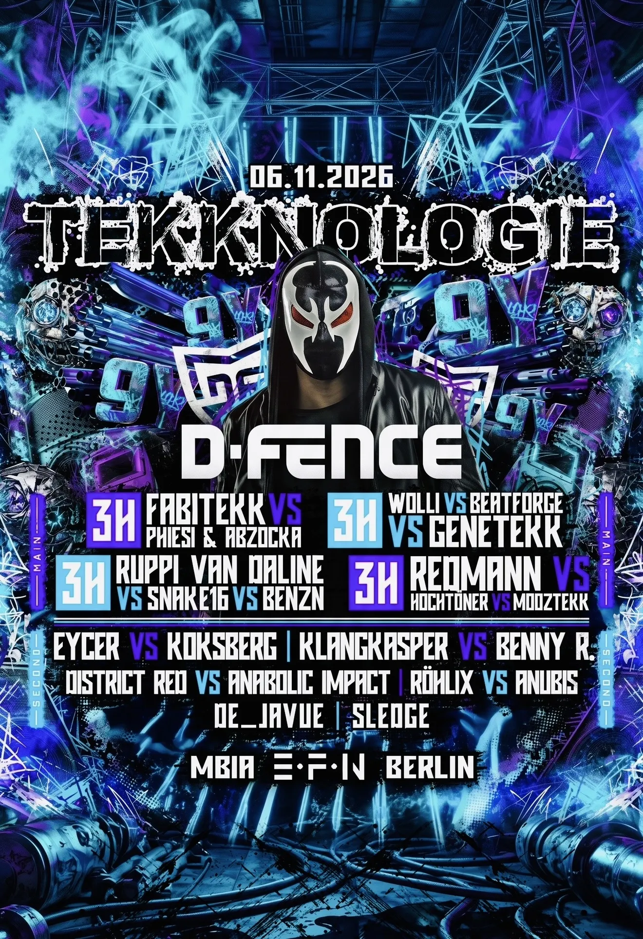 9Y TEKKNOLOGIE • D-FENCE • FABITEKK • BEATFORGE • WOLLI • EYCER • KOKSBERG • PHIEISI • SNAKE16