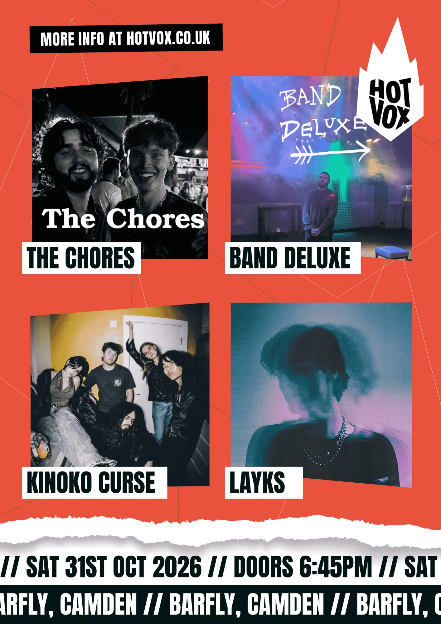 HOT VOX Presents: The Chores // Band Deluxe // Kinoko Curse // LAYKS