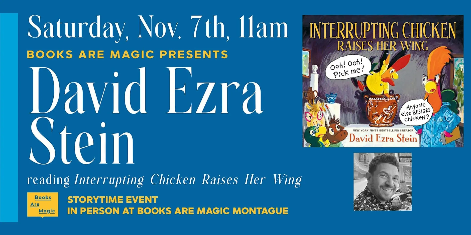 Storytime w/ David Ezra Stein: Interrupting Chicken Raises Her Wing