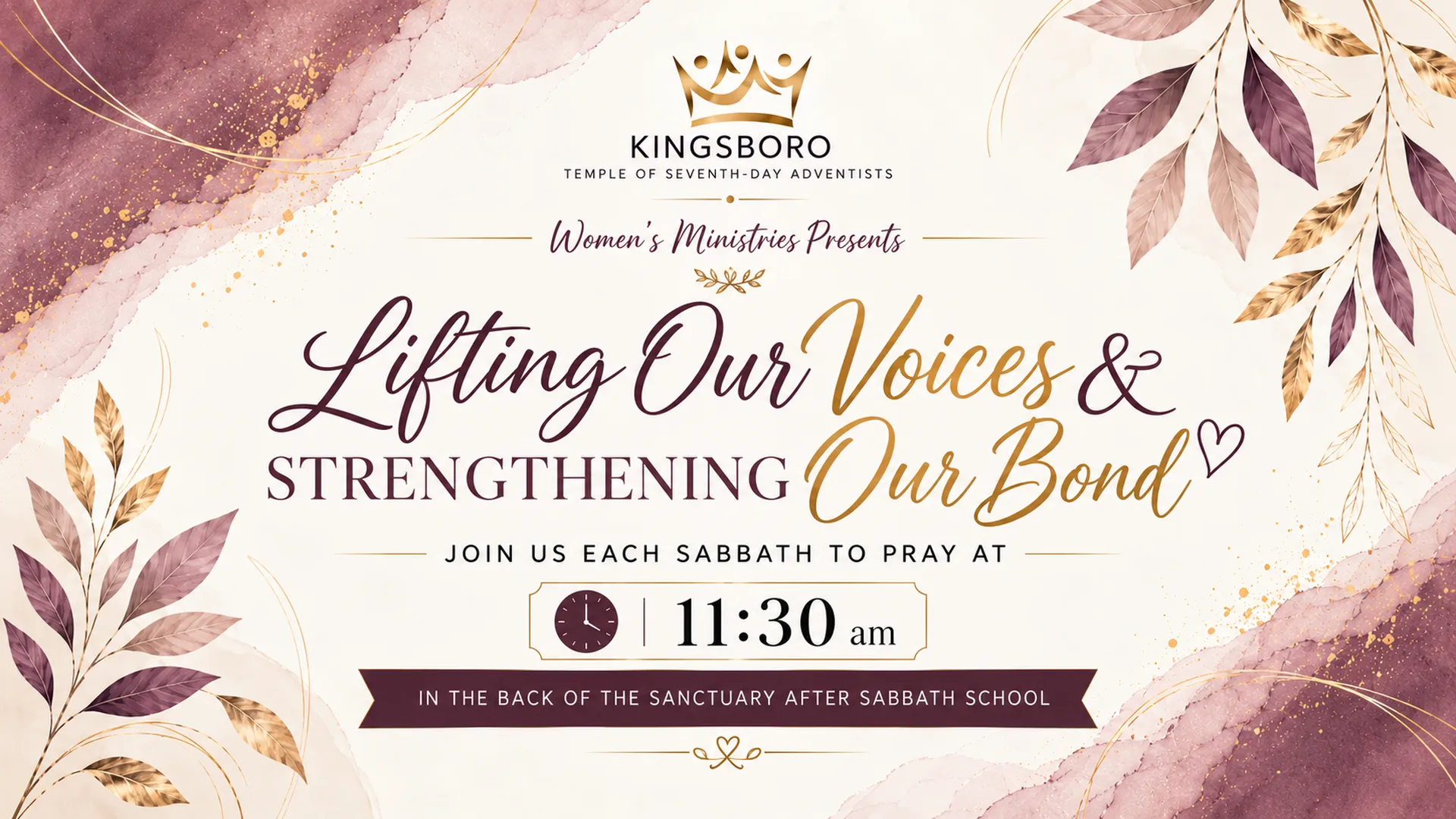 Women In Prayer | Every Sabbath 11:30 a.m.