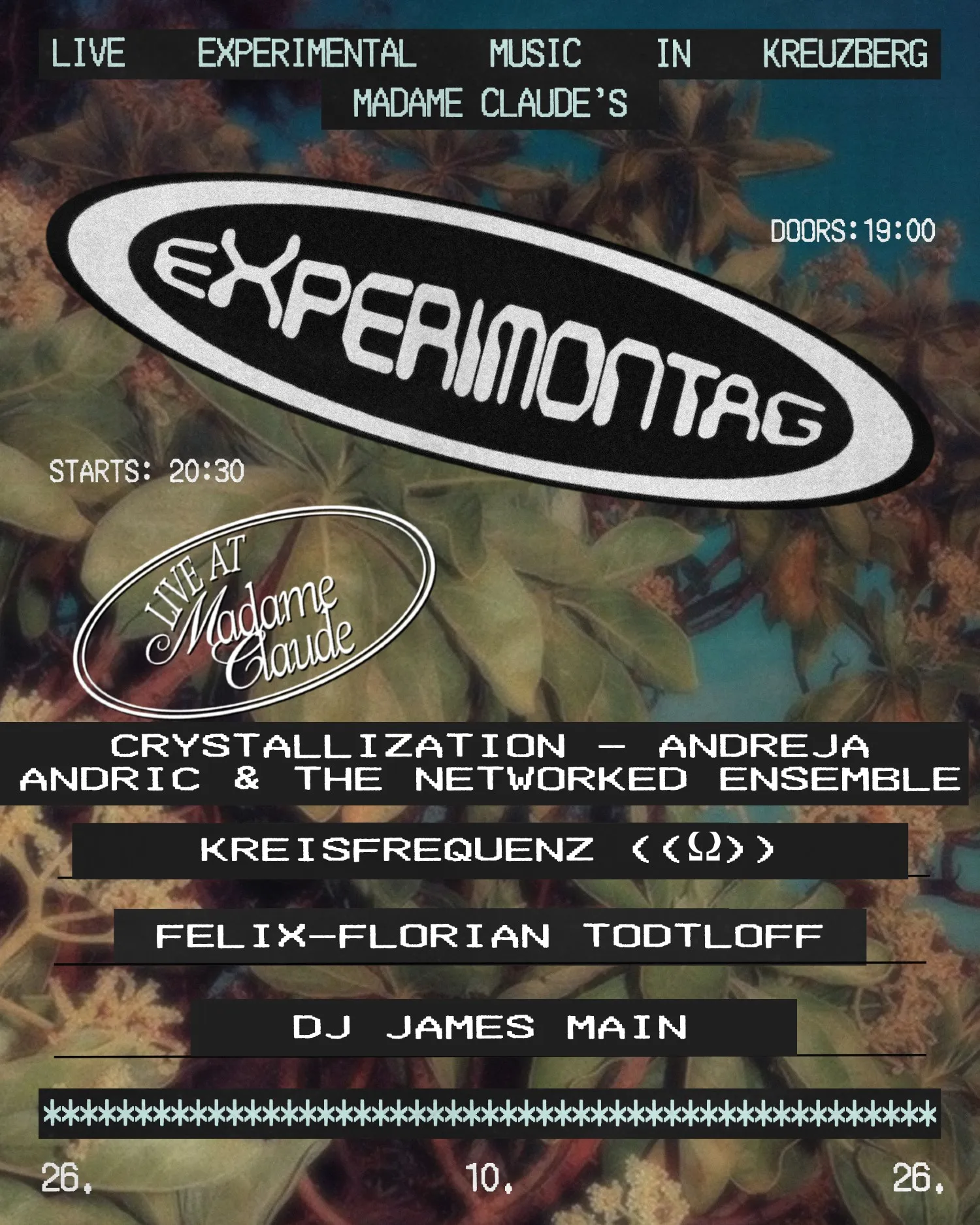 Experimontag: Kreisfrequenz ((ω)) Felix-Florian Tödtloff + Crystallization
