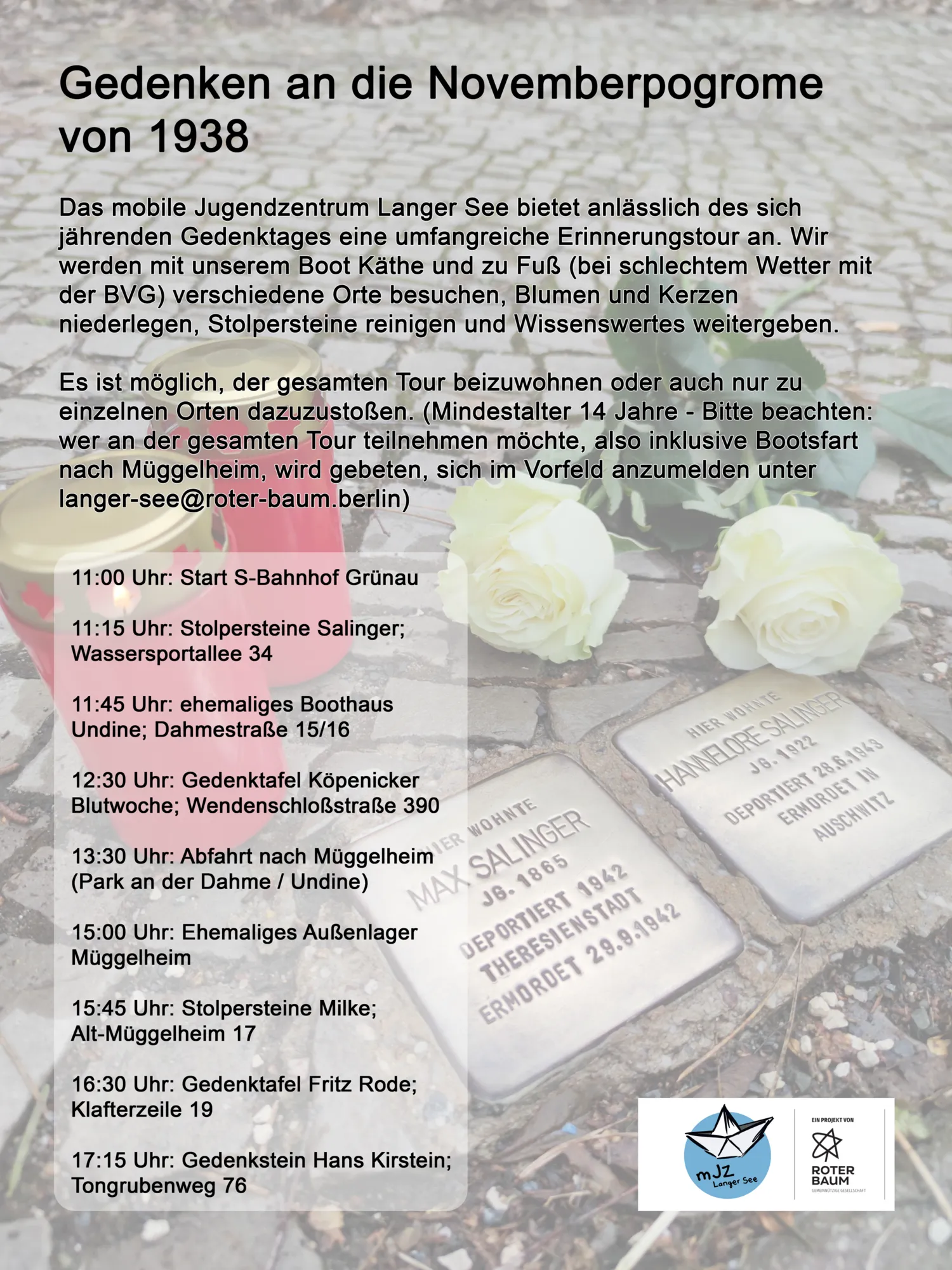 Gedenken an die Novemberpogrome 1938 – Erinnerungstour mit dem mobilen Jugendzentrum Langer See