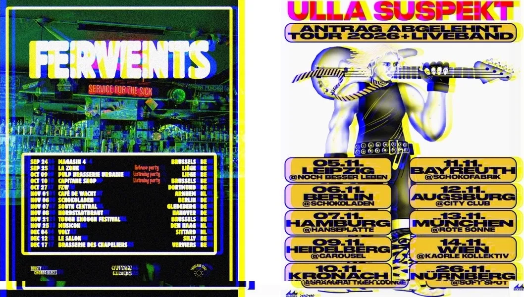 trusty chords, mangel & little league shows prsnt: Fervents (indie/punk, bel) & Ulla Suspekt (nndw/post-punk/wave, nbg) & after 22h: There She Goes DJ Team (60s / indie / new wave / postpunk / shoegaze / 90s)
