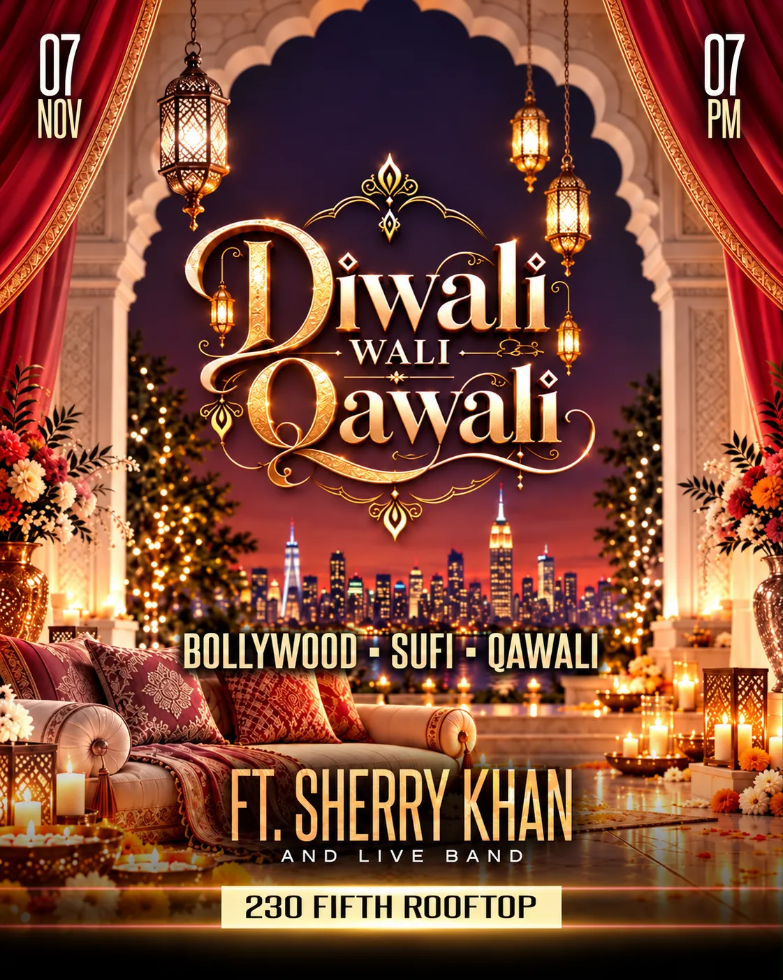 NYC DIWALI WALI QAWALI: FT. SHERRY KHAN @230 FIFTH ROOFTOP (PRIVATE ROOM)