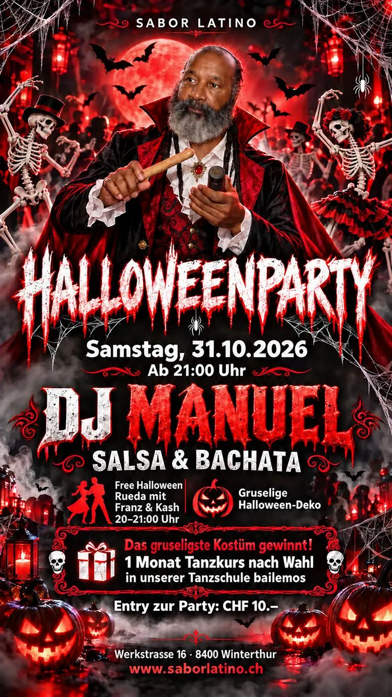 Sabor Latino Halloweenparty mit DJ Manuel und free Halloween Rueda