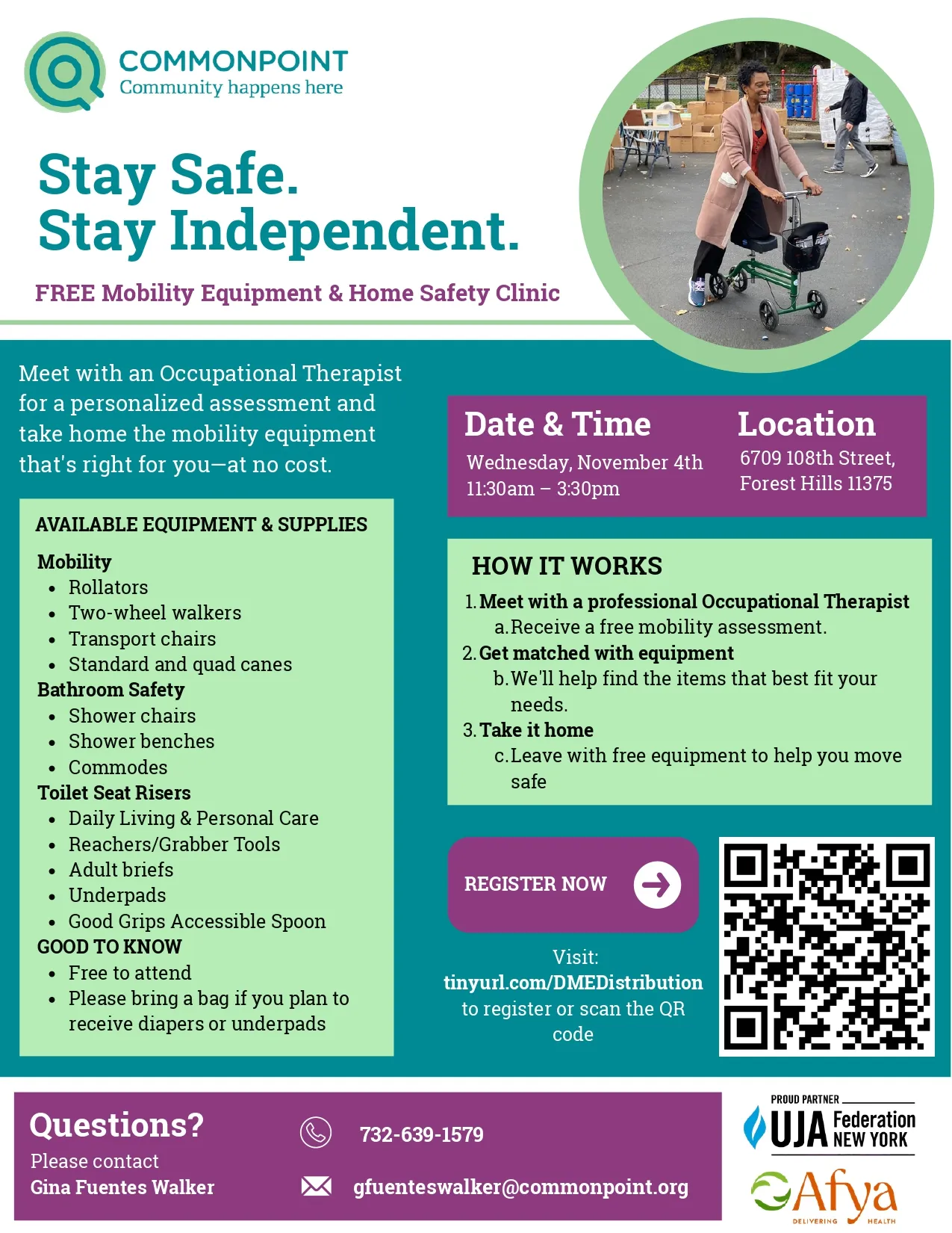 Free Mobility Equipment Distribution and Home Safety Clinic with Afya