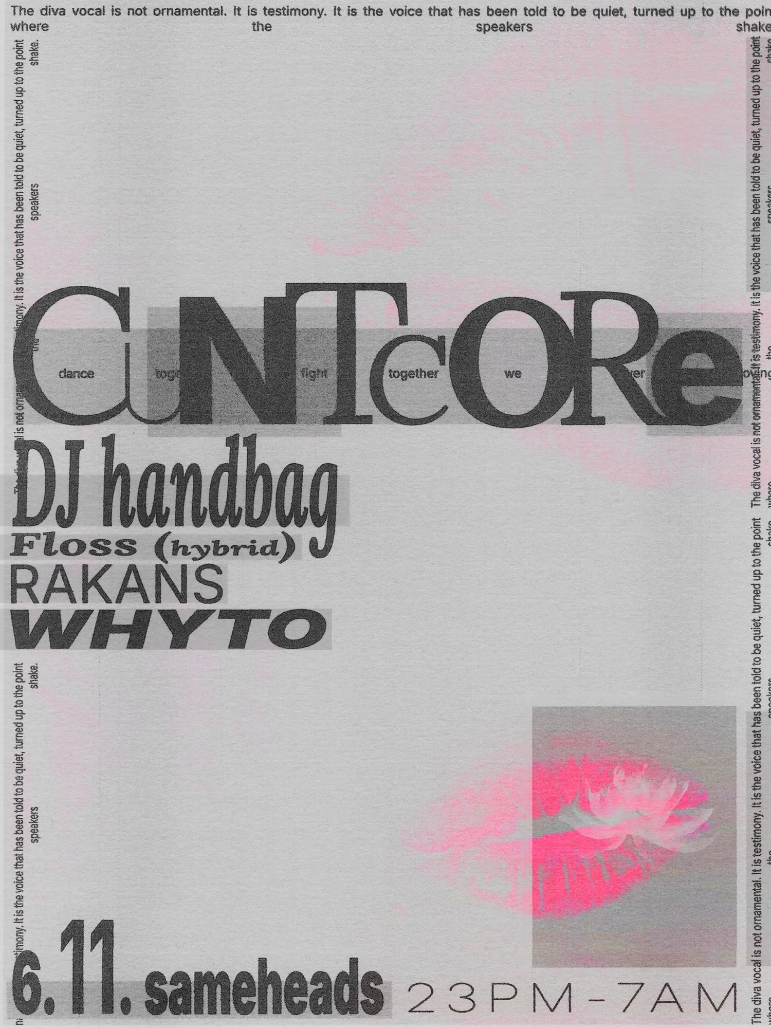 CUNTCORE with Dj handbag, FLOSS, Rakans, WHYTO