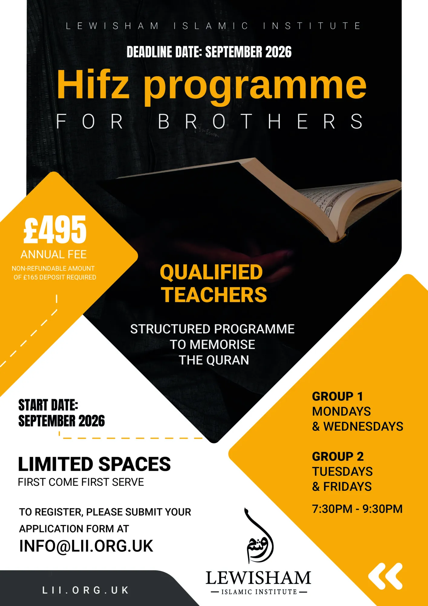 Brothers Hifdh Class – Lewisham Islamic Institute