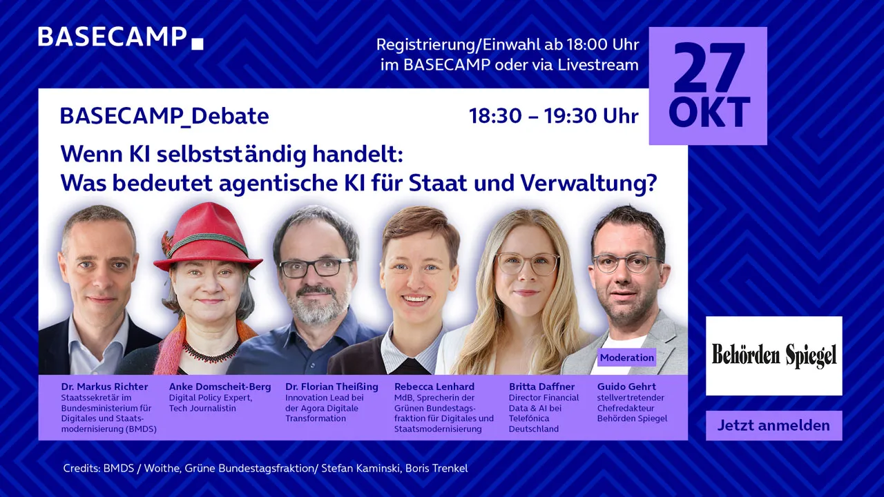 BASECAMP_Debate: Wenn KI selbstständig handelt: Was bedeutet agentische KI für Staat und Verwaltung?